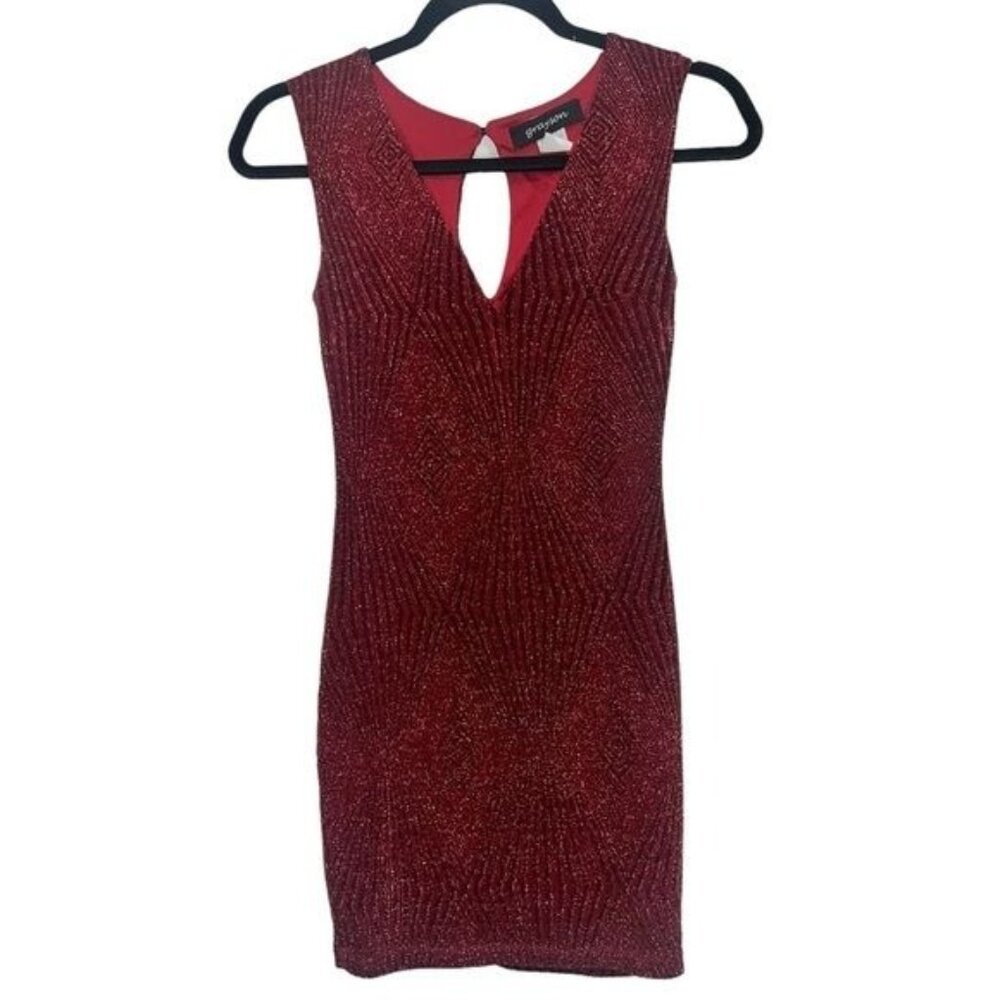 Grayson Glitter Patterned Sleeveless Dress Womens Size Small Red